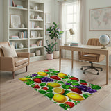 ODIKA Fruit Garden Washable Area Rug - Non-Slip Low Pile Kitchen & Dining Decor