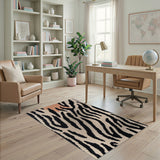 Zebra Stripe Shag Rug with Peach Paw Accents
