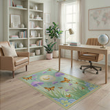 Purple Mushroom Butterfly Moon Boho Rug