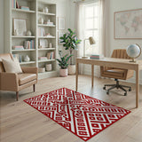 Southwestern Bold Red Southwestern Geometric Area Rug