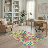 Pink Roses Floral Pattern Area Rug