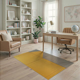Gold Grey Geometric Block Woven Rug