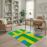 Vibrant Geometric Green Yellow Blue Area Rug