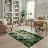 Lush Jungle Foliage Green Area Rug