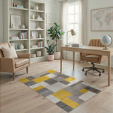 Bold Geometric Yellow Grey Area Rug