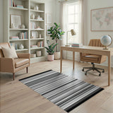 Bold Geometric Modern Bold Black White Horizontal Stripe Area Rug