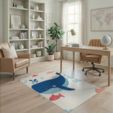 Whimsical Whale Colorful Fish Kids Area Rug