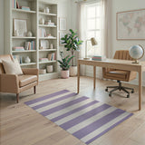 Purple Purple White Striped Woven Area Rug