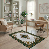 Ornate Gold Sunburst Medallion Area Rug