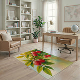 Vibrant Red Berry Clusters Branch Rug
