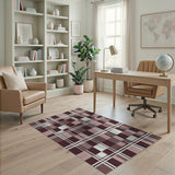 Maroon Pink Plaid Geometric Area Rug