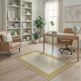 Beige Area Rug with Ornate Gold Borders