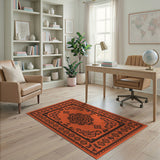 Burnt Orange Traditional Persian Medallion Area Rug