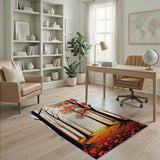 Autumn Forest Path Orange Area Rug