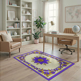 Traditional Persian Purple Floral Medallion Persian Rug