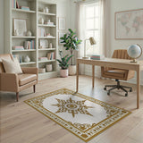 Elegant Gold Sunburst Persian Area Rug