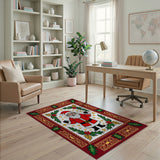 Festive Santa Claus Christmas Area Rug with Holly