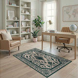 Blue and Teal Traditional Persian Teal Floral Persian Area Rug