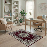 Red Elegant Red Persian Medallion Area Rug