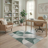 Abstract Teal Green Geometric Area Rug