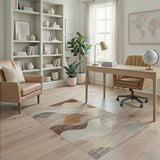 Abstract Layered Wave Brown Tan Area Rug