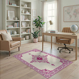 Traditional Persian Pink Elegant Pink Persian Medallion Area Rug