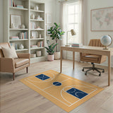 Geometric Modern Basketball Court Orange Area Rug