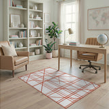Bold Red Geometric Line Area Rug