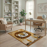 Brown and Tan Adorable Cartoon Lion Kids Area Rug