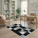 Geometric Modern Black and White Modern Black White Geometric Block Area Rug