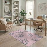Blush Pink Grey Eucalyptus Leaf Boho Rug