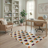 Rainbow Paw Heart Kids Area Rug