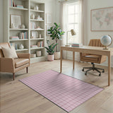 Soft Pink Grid Geometric Area Rug