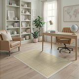 Minimalist Beige Grid Area Rug