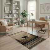 Tan Bear Silhouette Woodland Rug