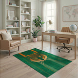 Geometric Tiger Face Area Rug - Green Orange
