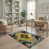 Distressed Yellow Diamond Southwestern Rug