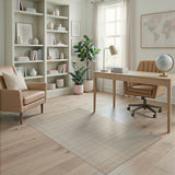 Beige and Neutral Beige Plaid Checkered Area Rug