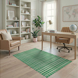 Geometric Modern Green Green Gingham Checkered Area Rug