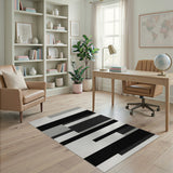 Modern Black White Geometric Black and White Area Rug