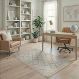 Cream Beige Diamond Grid Southwestern Rug