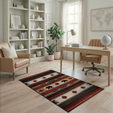 Southwestern Black Bear Red Stripe Area Rug