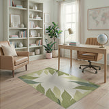 Floral Vintage Green Lush Green Leaf Border Area Rug