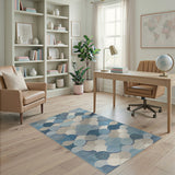 Textured Blue Teal Overlapping Circles Rug