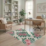Pink Pink Roses Floral Vintage Area Rug