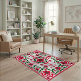 Red Floral Border Persian Area Rug