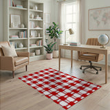 Red Geometric Modern Bold Red White Checkered Area Rug