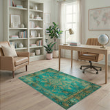 ODIKA Teal Distressed Vintage Area Rug