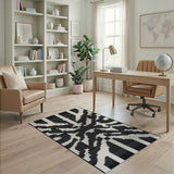 Geometric Modern Bold Black White Geometric Abstract Rug