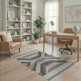 Modern Grey Beige Geometric Area Rug